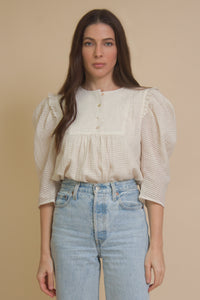 Current Air textured puff sleeve blouse, in off white.