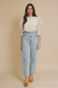 Current Air textured puff sleeve blouse, in off white.