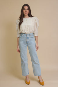 Current Air textured puff sleeve blouse, in off white.