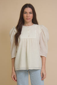 Current Air textured puff sleeve blouse, in off white.