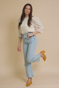 Current Air textured puff sleeve blouse, in off white.