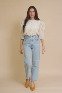 Current Air textured puff sleeve blouse, in off white.