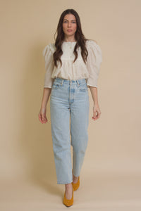 Current Air textured puff sleeve blouse, in off white.