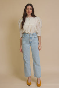 Current Air textured puff sleeve blouse, in off white.