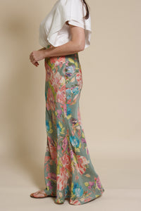 Emory Park floral mermaid maxi skirt, in sage floral.