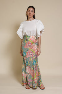 Emory Park floral mermaid maxi skirt, in sage floral.