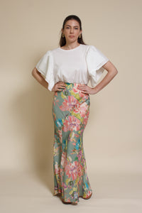 Emory Park floral mermaid maxi skirt, in sage floral.