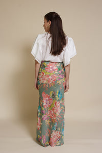 Emory Park floral mermaid maxi skirt, in sage floral.