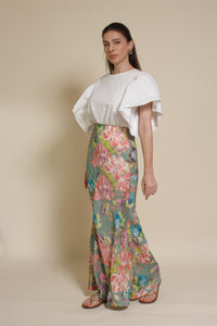 Emory Park floral mermaid maxi skirt, in sage floral.