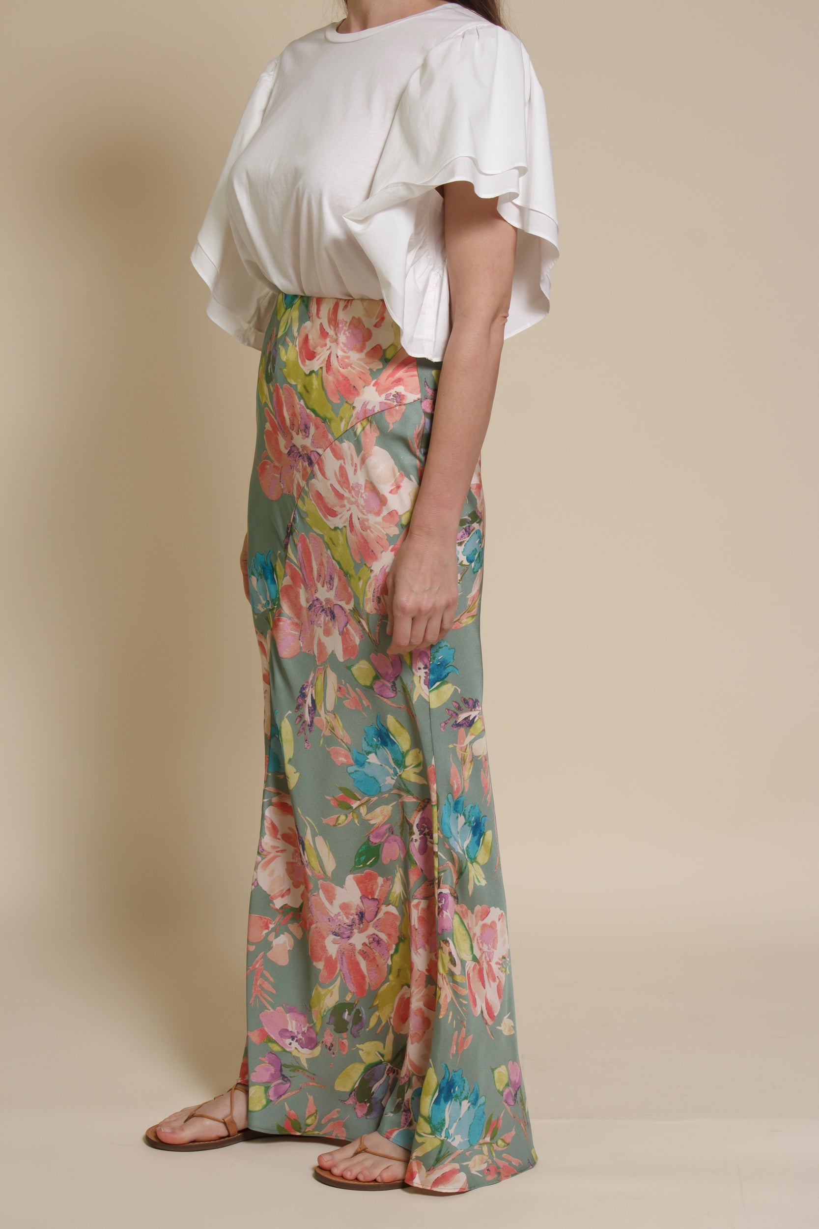 Emory Park floral mermaid maxi skirt, in sage floral.
