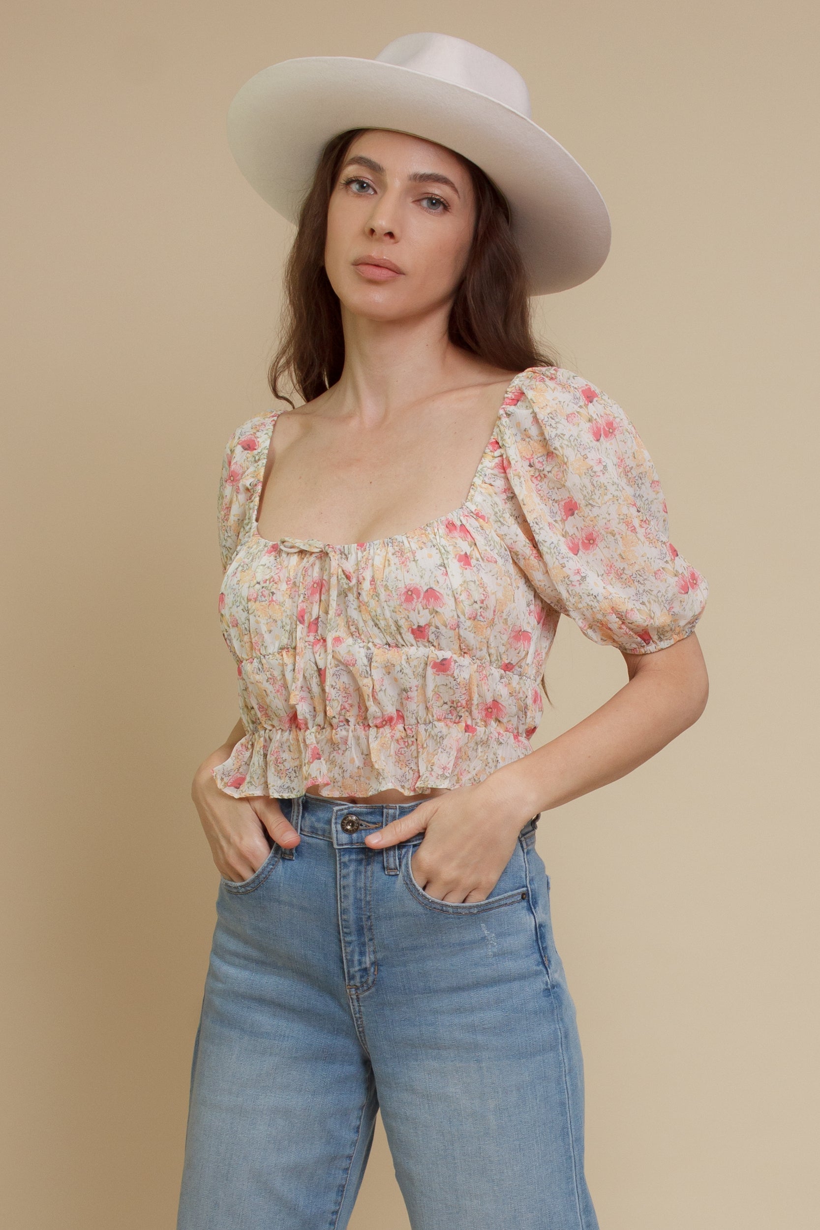 Emory Park peasant top, in floral.