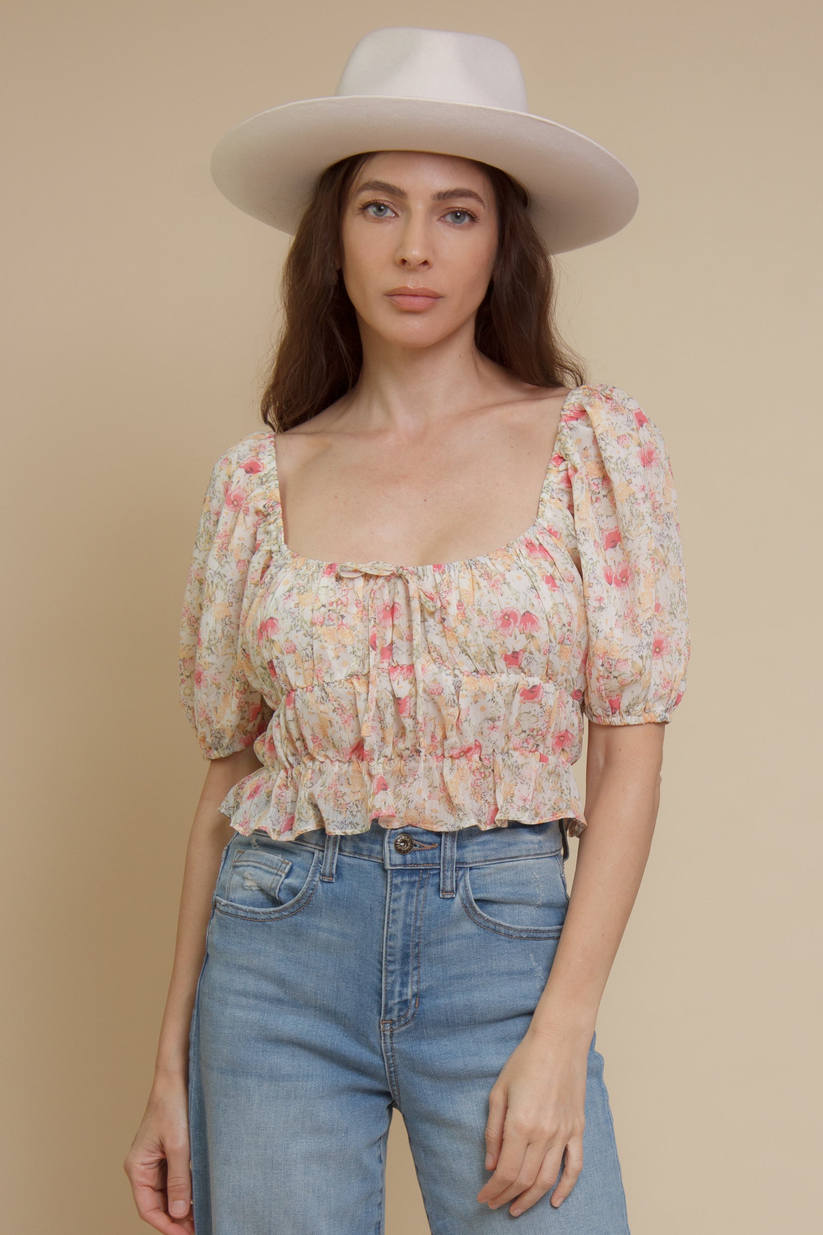 Emory Park peasant top, in floral.