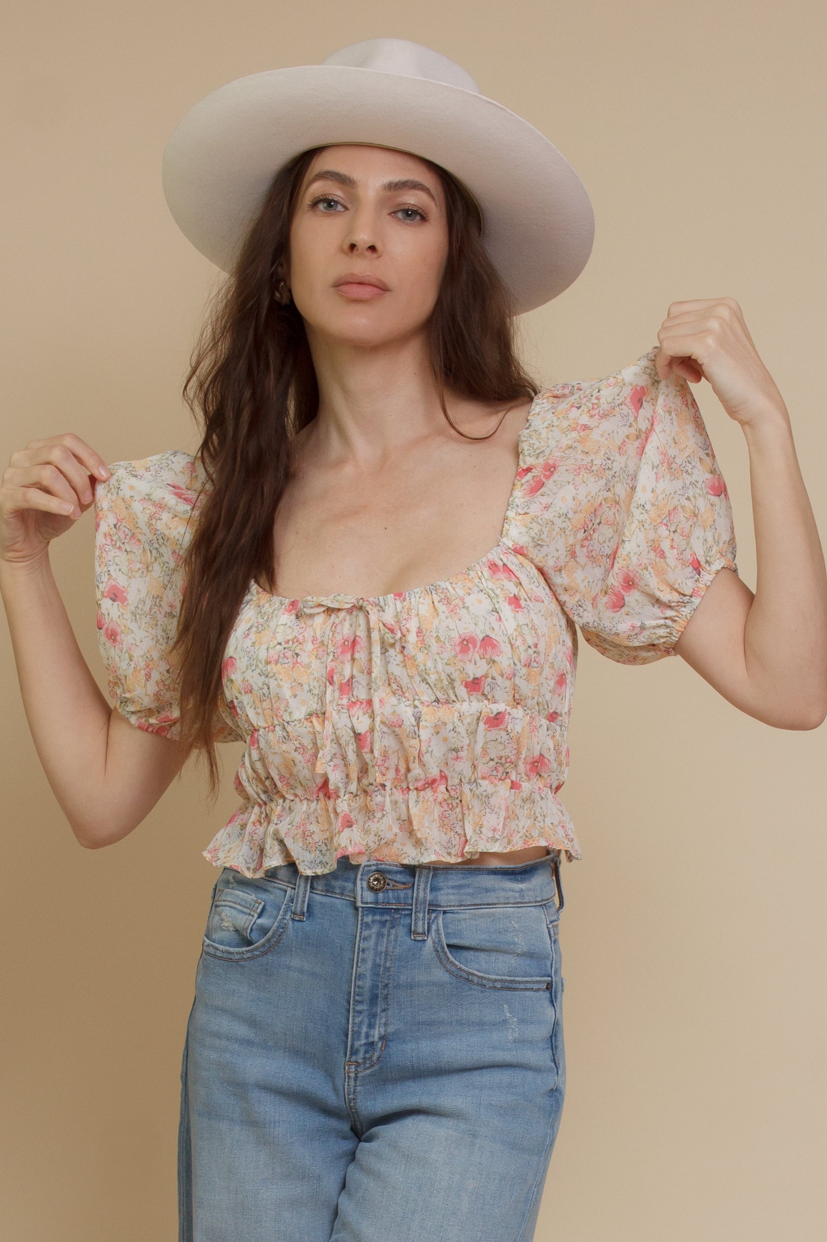 Emory Park peasant top, in floral.