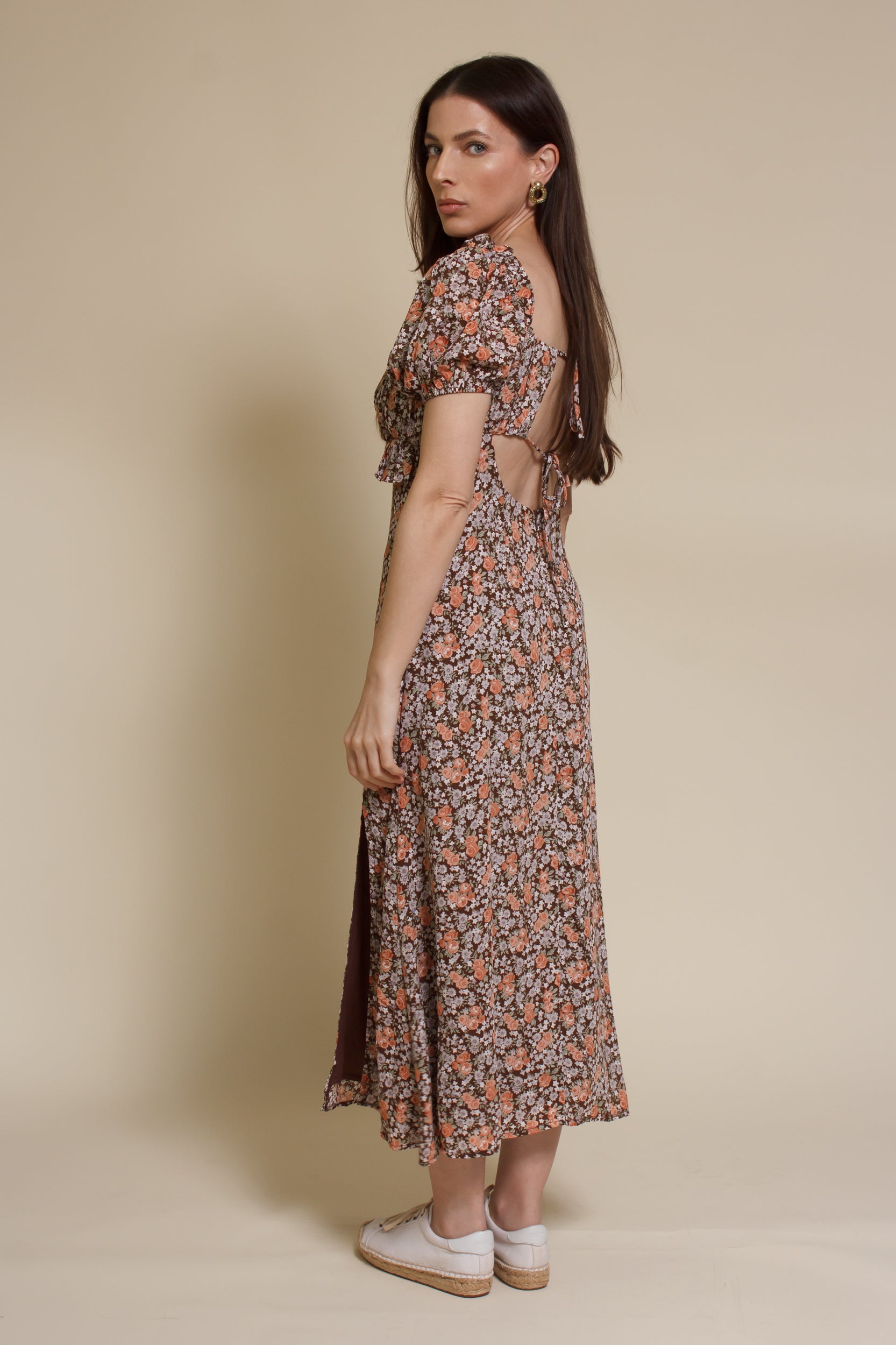 Emory Park Macie Midi Dress, in brown floral.