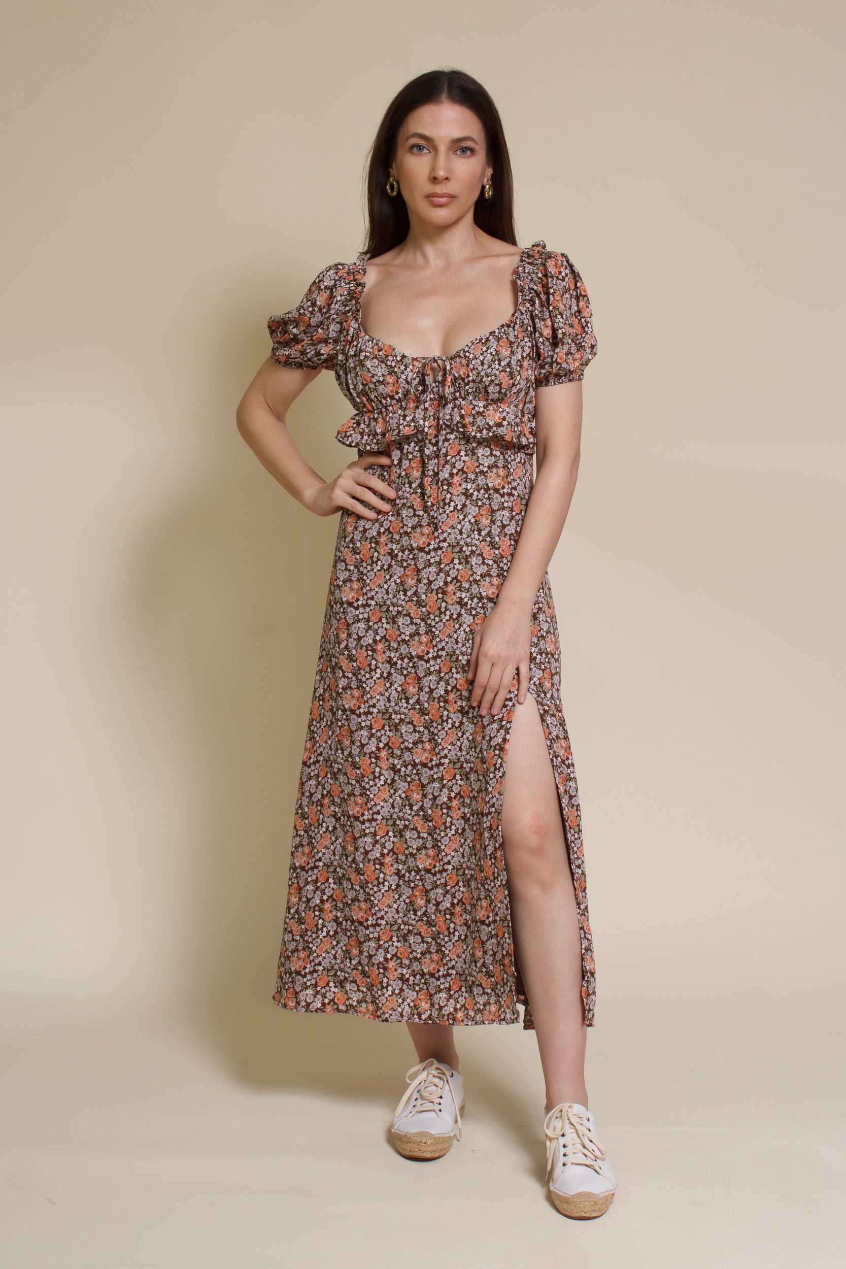 Emory Park Macie Midi Dress, in brown floral.