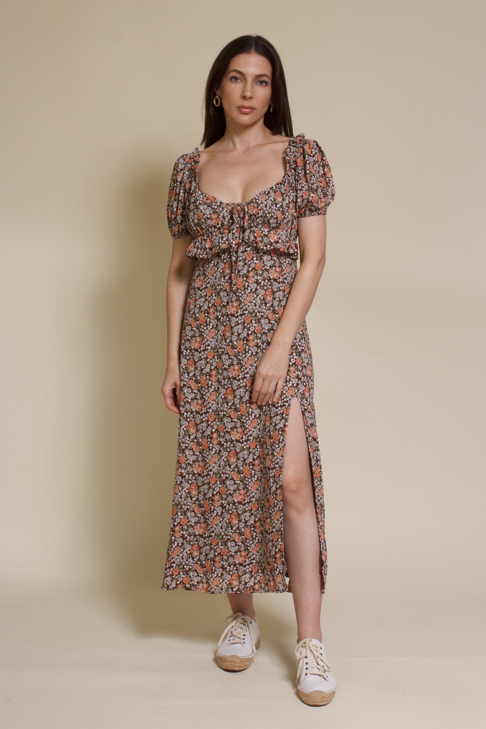 Emory Park Macie Midi Dress, in brown floral.