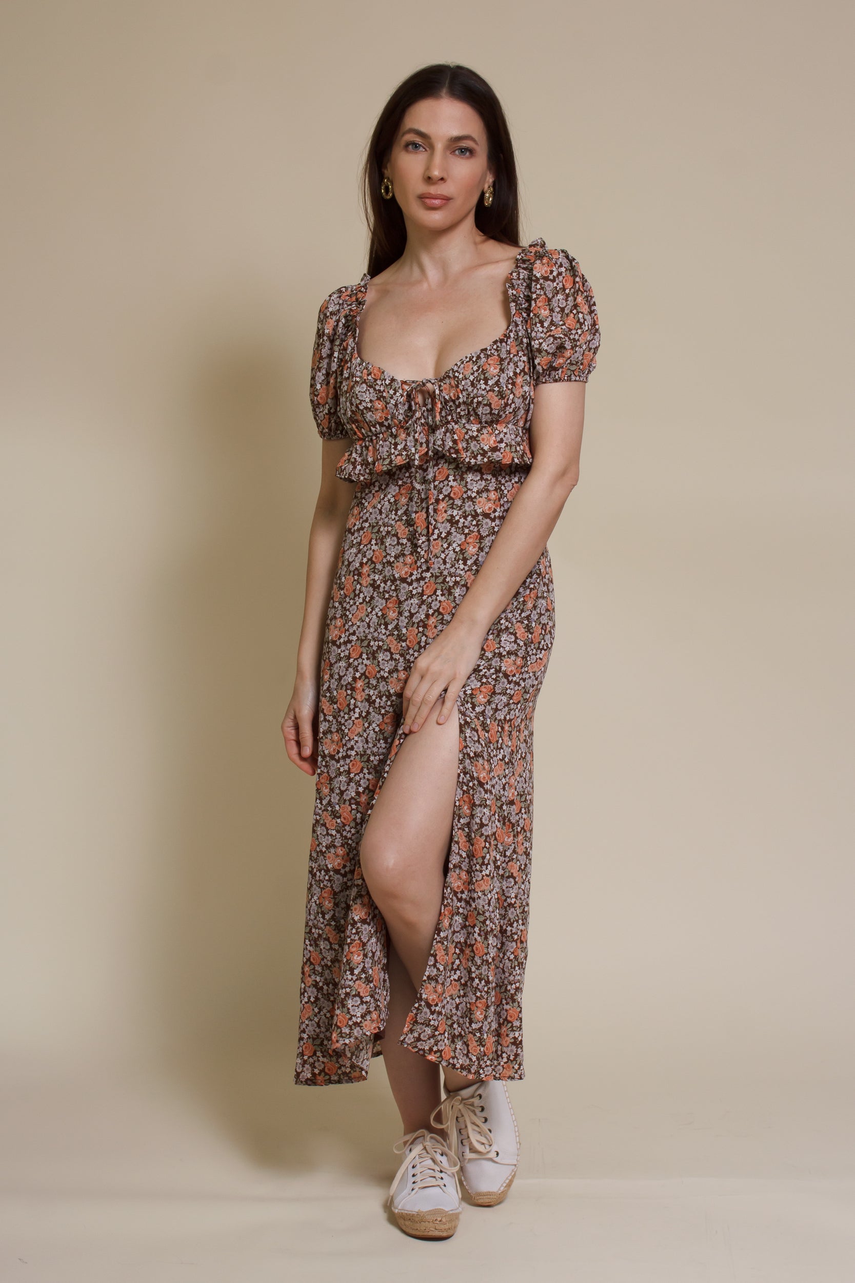 Emory Park Macie Midi Dress, in brown floral.