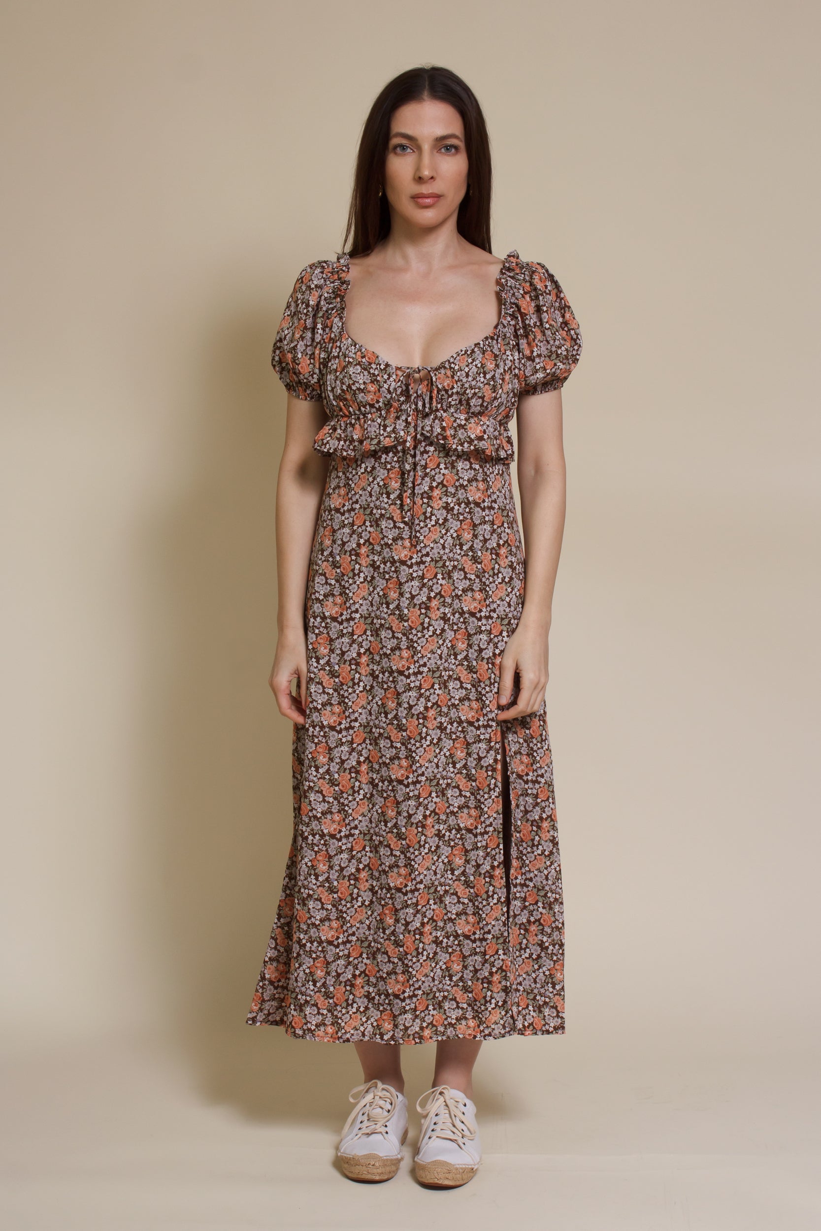 Emory Park Macie Midi Dress, in brown floral.