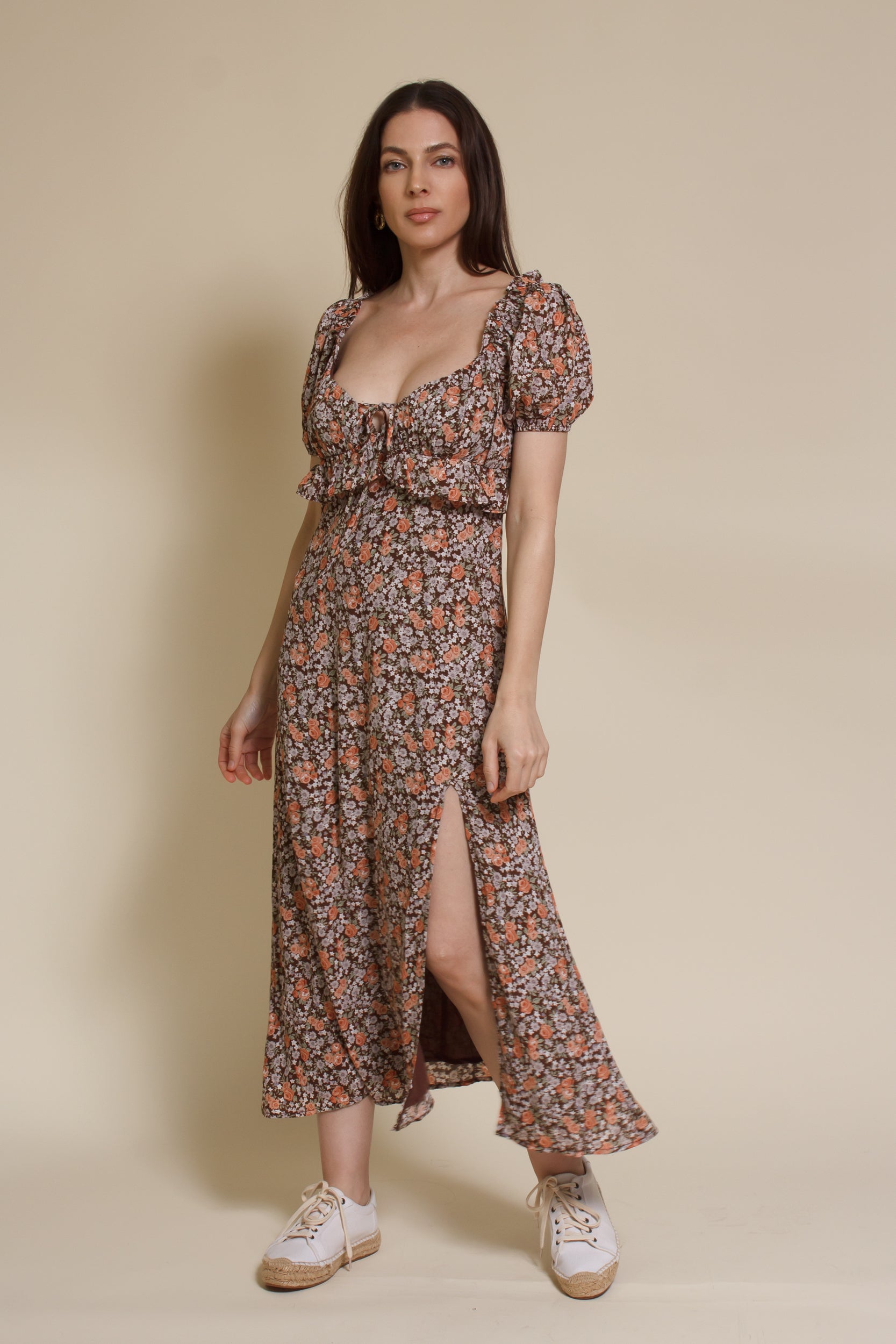 Emory Park Macie Midi Dress, in brown floral.