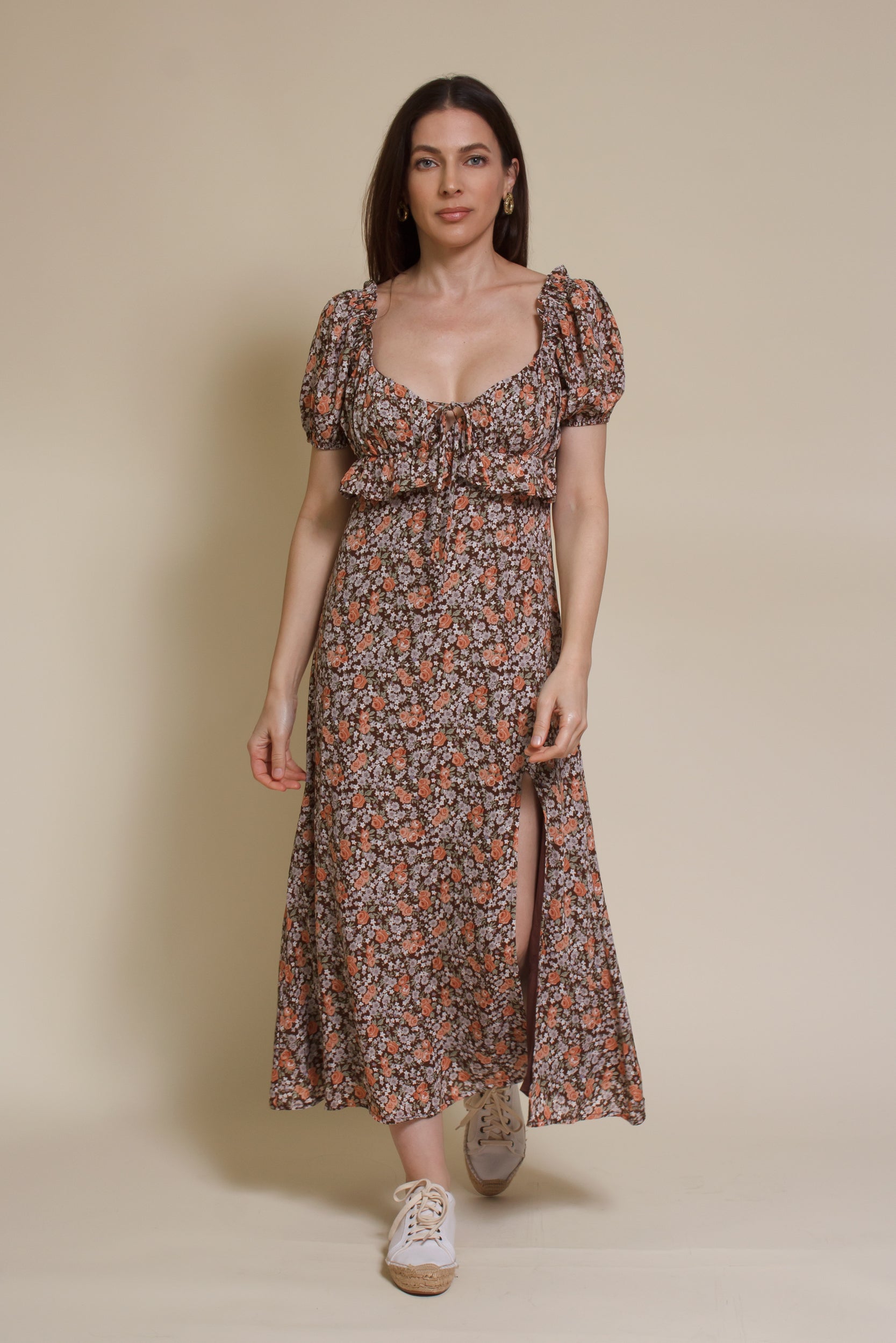 Emory Park Macie Midi Dress, in brown floral.