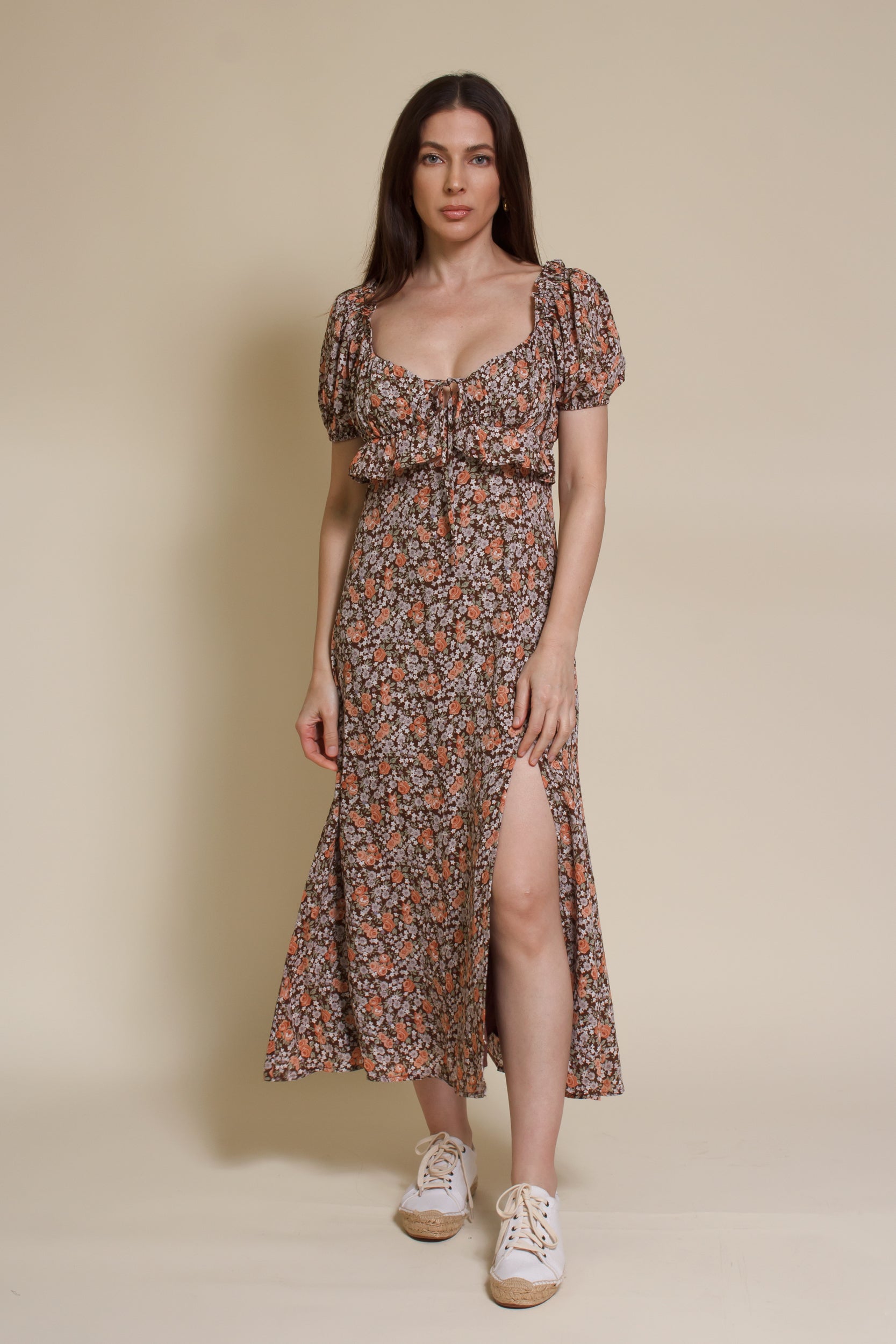 Emory Park Macie Midi Dress, in brown floral.