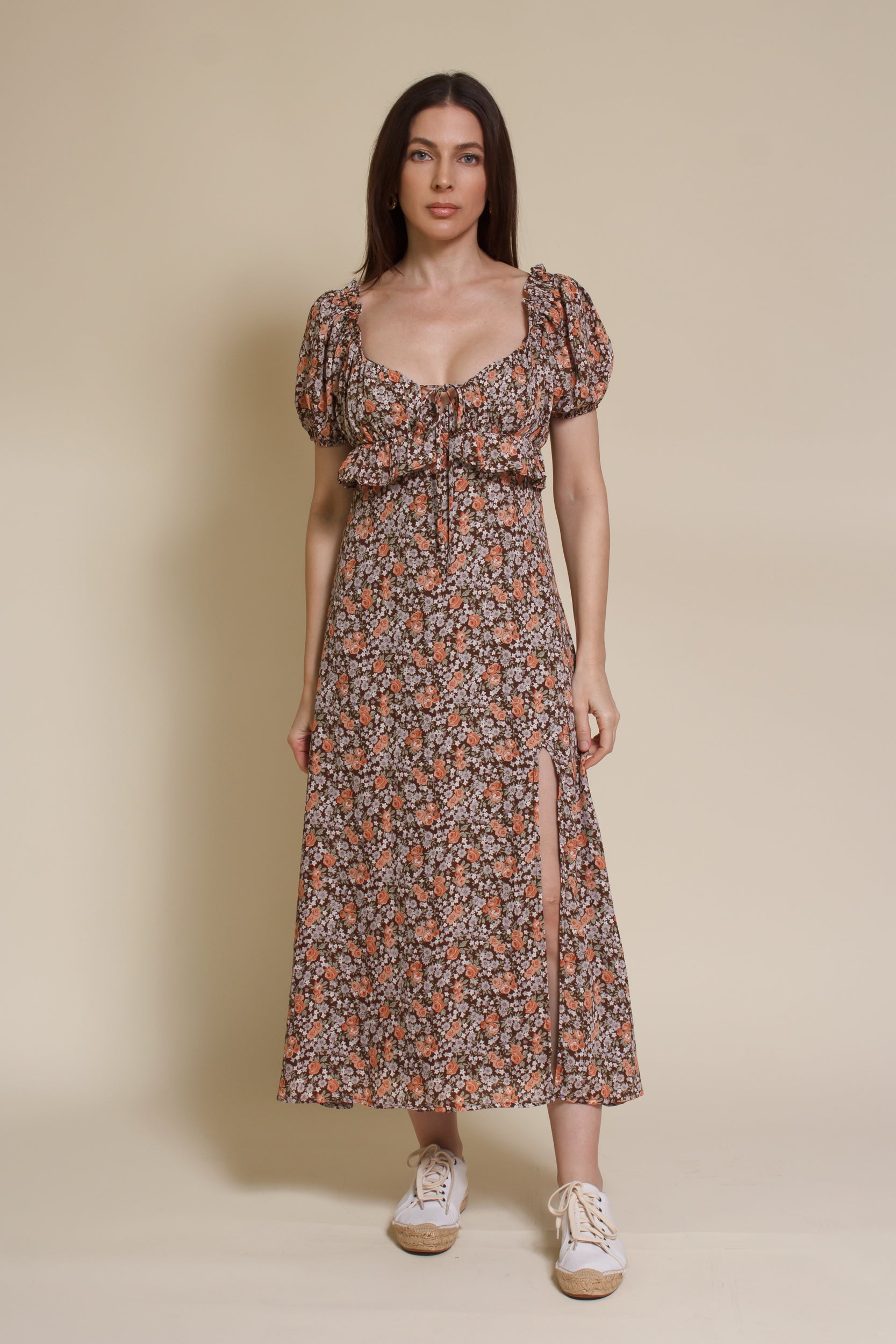 Emory Park Macie Midi Dress, in brown floral.