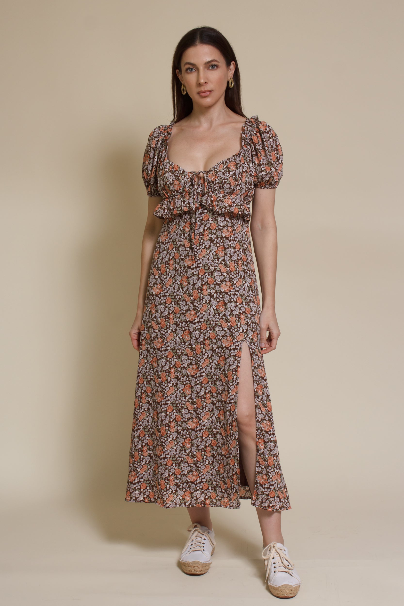 Emory Park Macie Midi Dress, in brown floral.