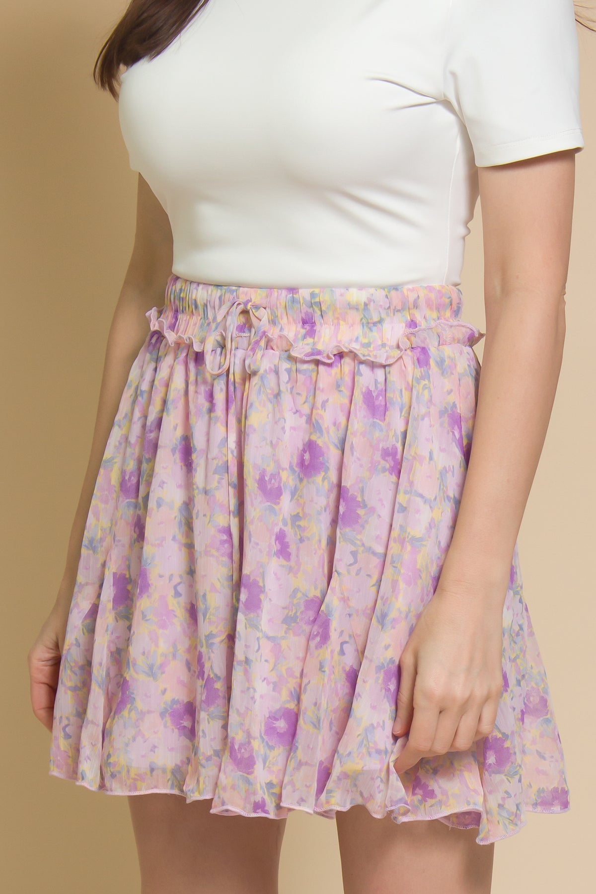 Ballet style mini skirt, in lavender floral.