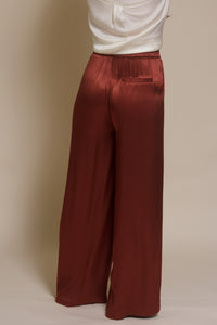 Frnch satin Palmina Pants, in marron glace.