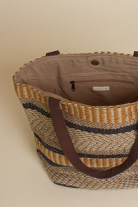 Jute tote bag, in mustard.