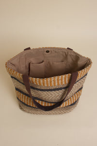 Jute tote bag, in mustard.