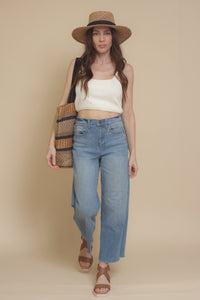 Jute tote bag, in mustard.