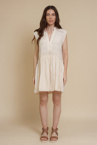 Mustard Seed lace inset mini dress, in ecru.