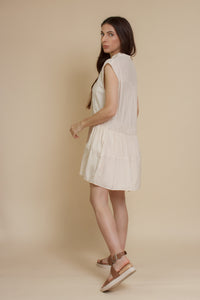 Mustard Seed lace inset mini dress, in ecru.