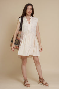 Mustard Seed lace inset mini dress, in ecru.