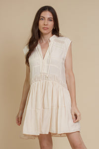 Mustard Seed lace inset mini dress, in ecru.