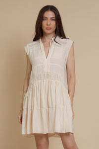 Mustard Seed lace inset mini dress, in ecru.