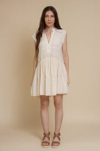 Mustard Seed lace inset mini dress, in ecru.