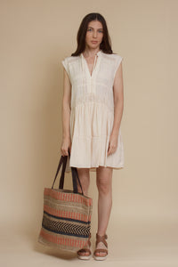 Mustard Seed lace inset mini dress, in ecru.