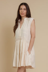 Mustard Seed lace inset mini dress, in ecru.