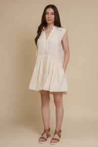 Mustard Seed lace inset mini dress, in ecru.