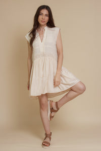 Mustard Seed lace inset mini dress, in ecru.