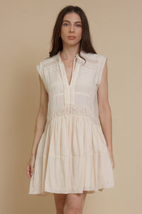 Mustard Seed lace inset mini dress, in ecru.