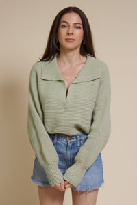 Mable collared sweater, in dusty sage.