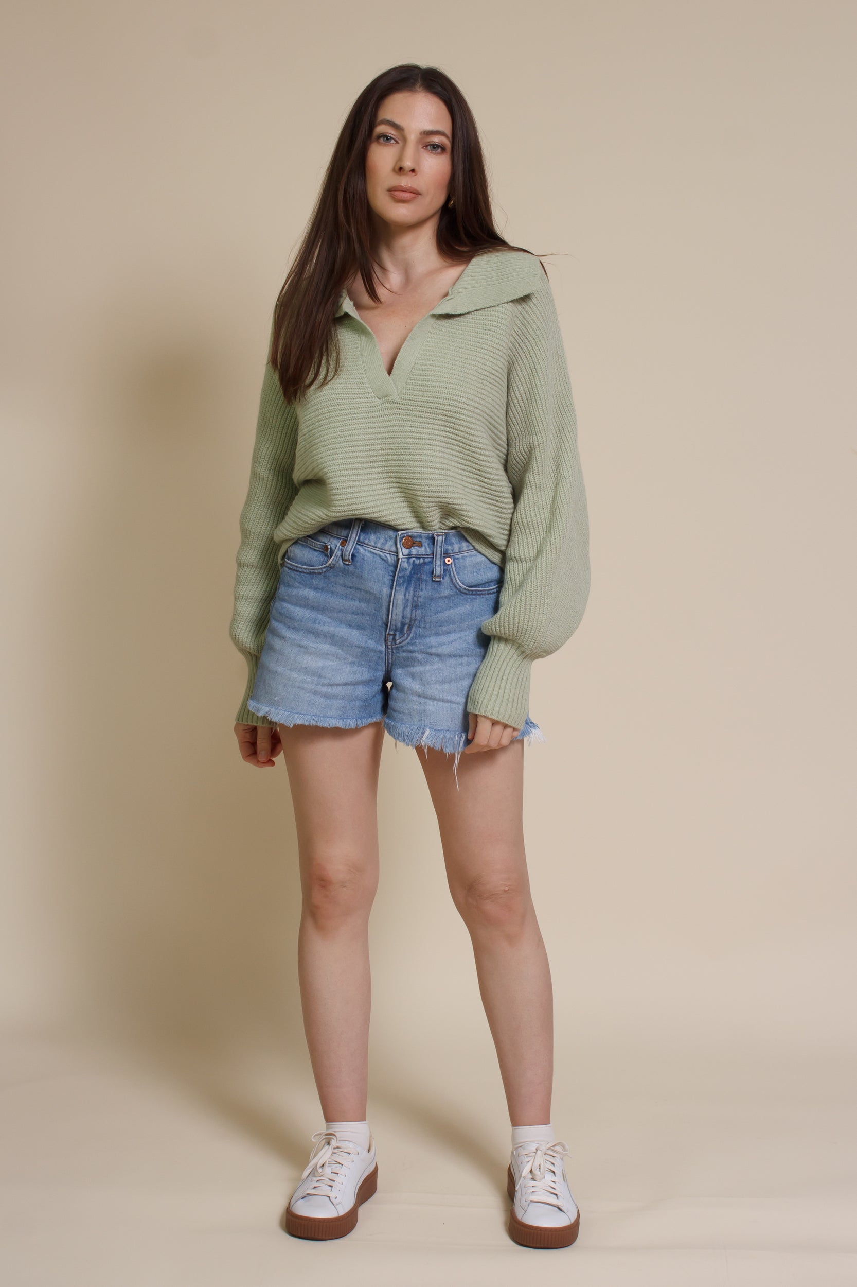 Mable collared sweater, in dusty sage.