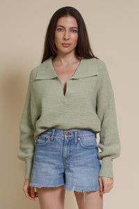 Mable collared sweater, in dusty sage.