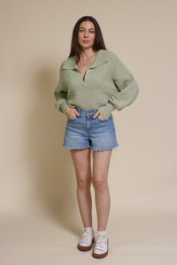 Mable collared sweater, in dusty sage.