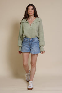 Mable collared sweater, in dusty sage.