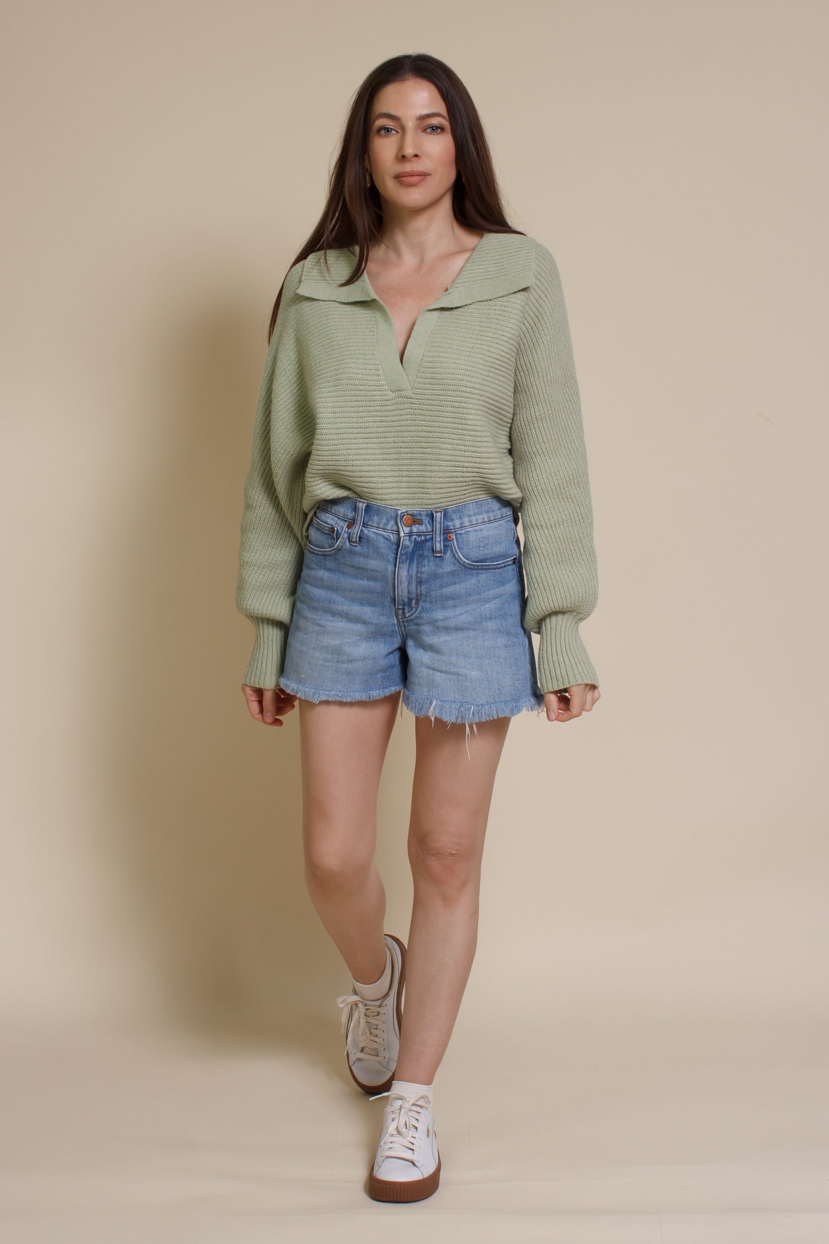 Mable collared sweater, in dusty sage.