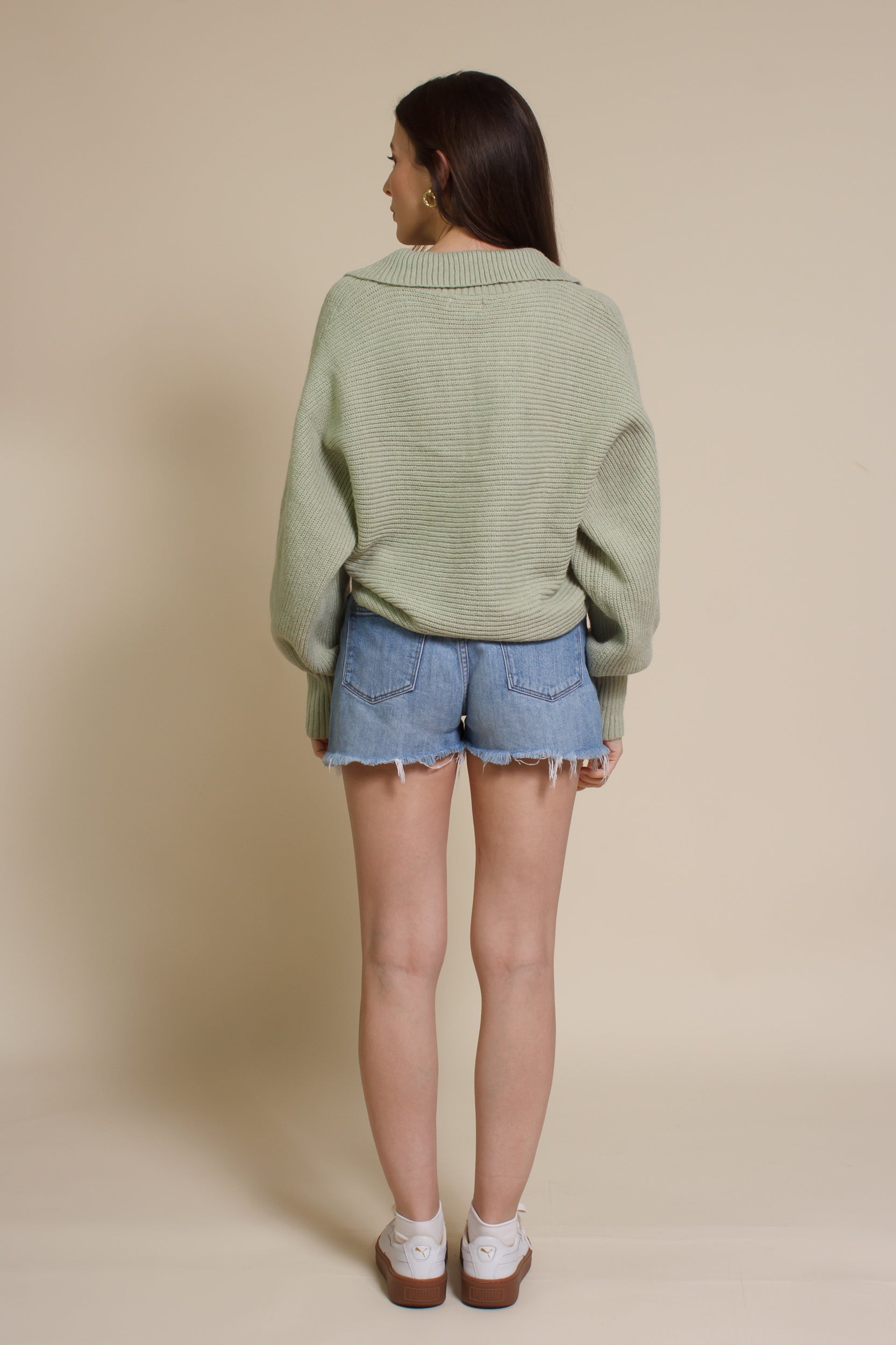Mable collared sweater, in dusty sage.